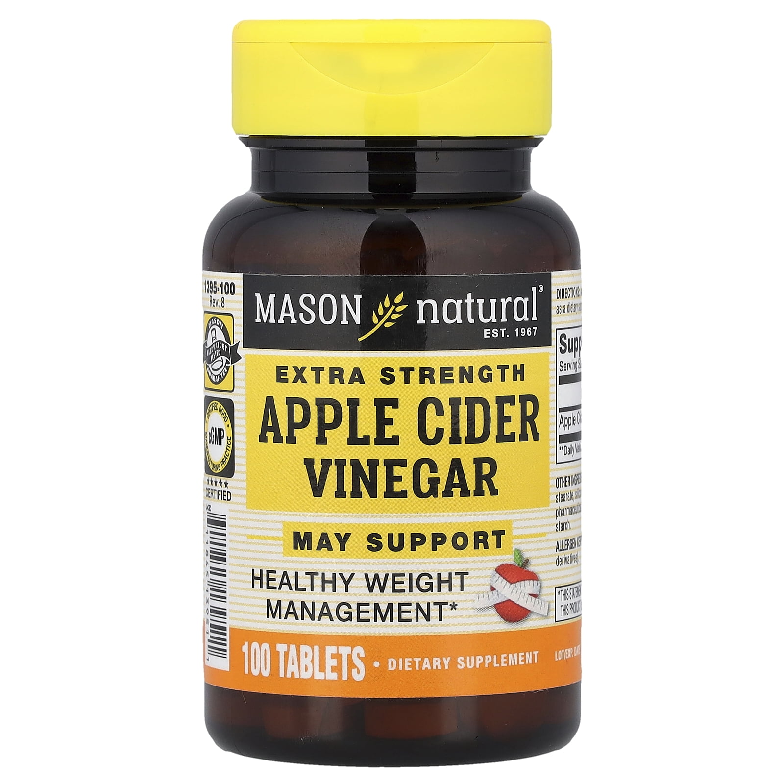 Mason Natural Extra Strength Apple Cider Vinegar, 100 Tablets