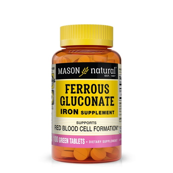 Mason Natural Iron Supplement Ferrous Gluconate 27 mg, 100 Tabs