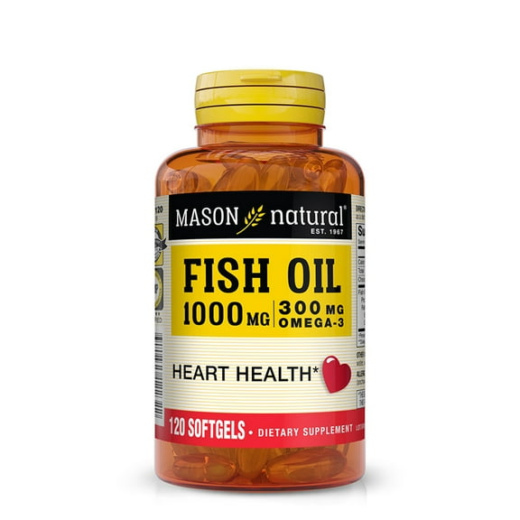 Mason Natural Fish Oil 120 Softgels for Healthy Heart and Cardiovascular Support