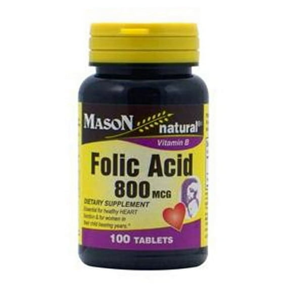 Mason Natural Folic Acid 800 Mcg Tablets - 100 Ea, 3 Pack