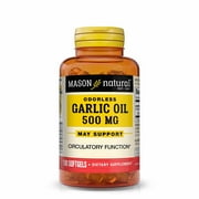 Mason Natural Garlic Oil 500 mg Odorless Allium Sativum Supplement - Supports Healthy Circulatory Function, 100 Softgels