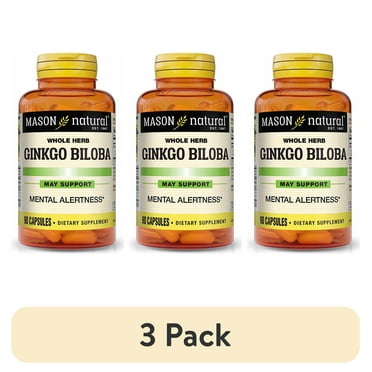 (3 pack) Mason Natural Ginkgo Biloba - Improve Mental Alertness, Supports Optimal Brain Function, 90 Capsules