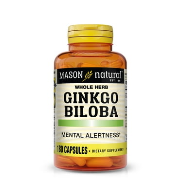 Mason Natural Ginkgo Biloba - Improve Mental Alertness, Supports Optimal Brain Function, Herbal Supplement, 180 Capsules