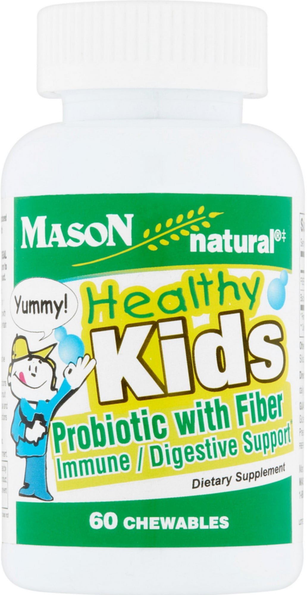 Mason Natural Healthy Kids Probiotic with Fiber Immune/Digestive Support Chewable Tablets 60 ea (Pack of 3)