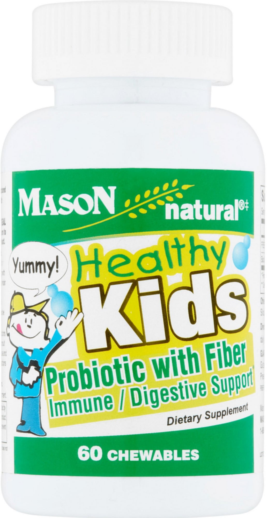 Mason Natural Healthy Kids Probiotic with Fiber Immune/Digestive Support Chewable Tablets 60 ea (Pack of 6)