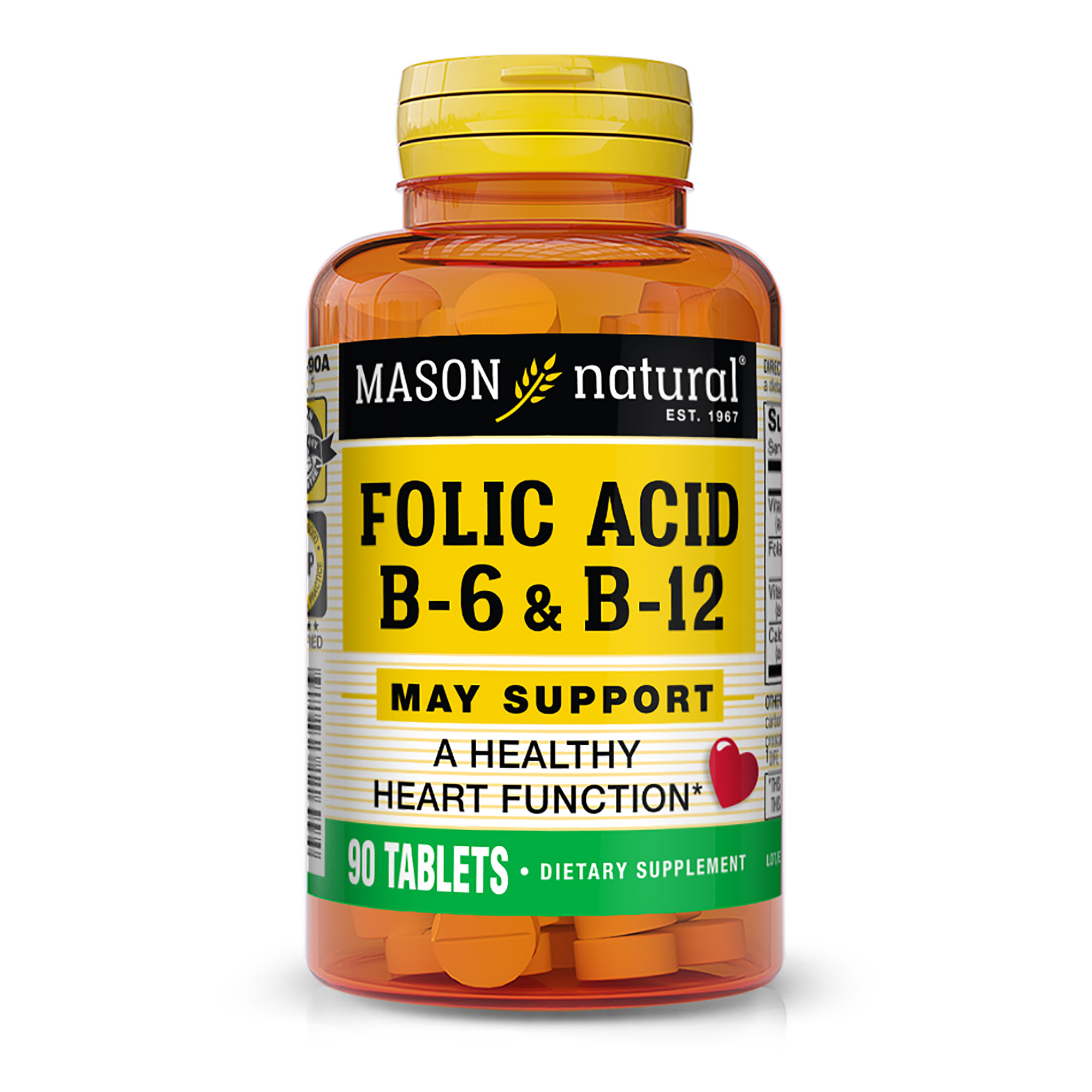 Mason Natural Heart Formula Folic Acid with Vitamin B6 and B12, 90 Tablets - image 1 of 5