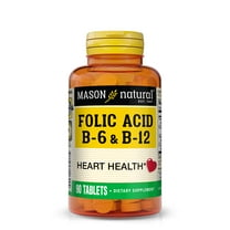 Mason Natural Folic Acid Supplement with Vitamin B6 & B12, Supports a Healthy Heart Function, 90 Tablets