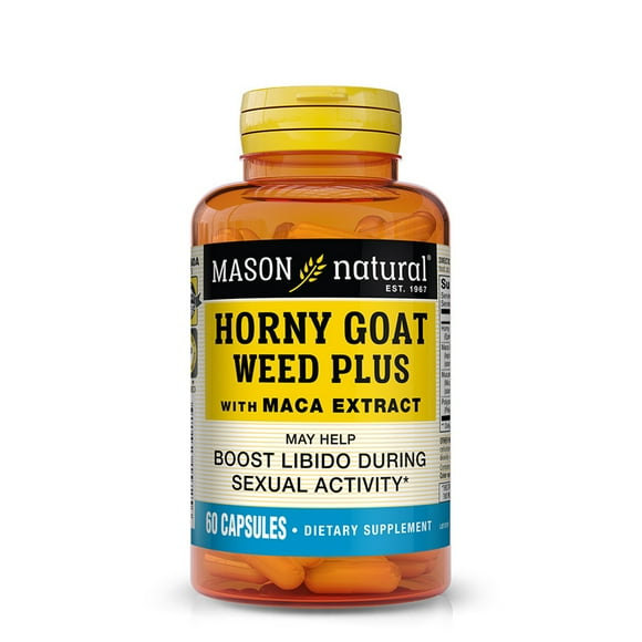 Mason Natural Horny Goat Weed Plus with Maca Extract - May Support Sexual Health.* 60 Capsules