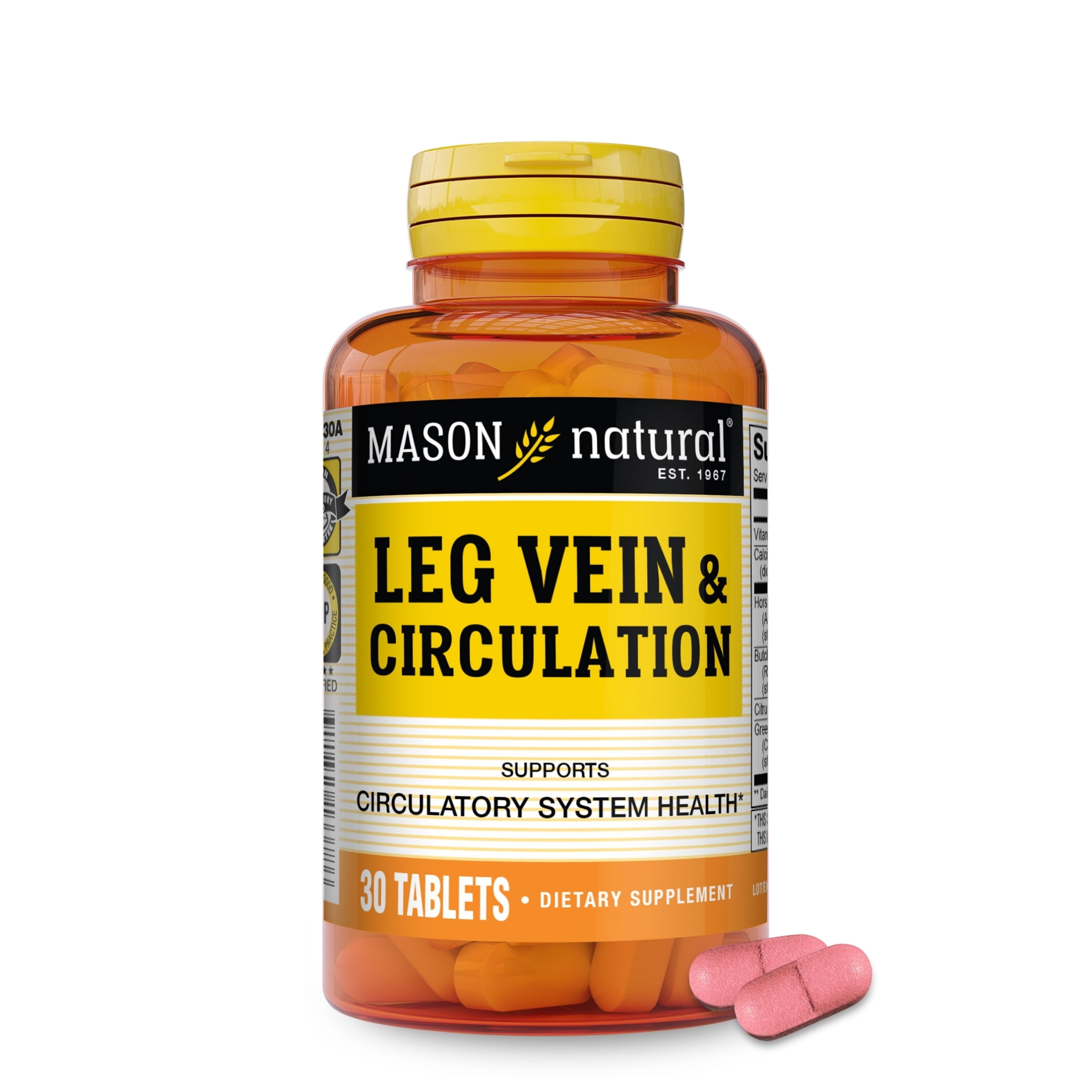 Mason Natural Leg Vein & Circulation Formula with Horse Chestnut, Butchers Broom, Green Tea - 30 Tablets