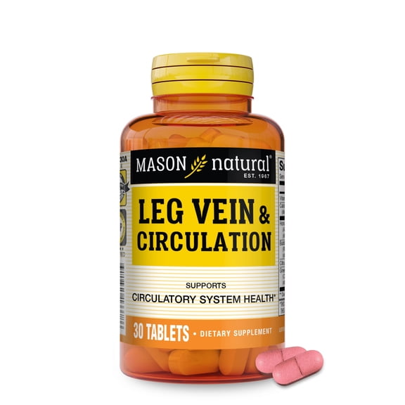 Mason Natural Leg Vein & Circulation Formula with Horse Chestnut, Butchers Broom, Green Tea - 30 Tablets