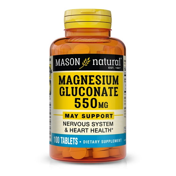 Mason Natural Magnesium Gluconate 100 Tabs, Heart Nervous Health