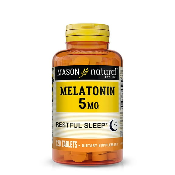 Mason Natural Melatonin 5 mg with B6 and Calcium - Natural Sleep Aid, Supports Healthy Sleep & Rest, 120 Tablets