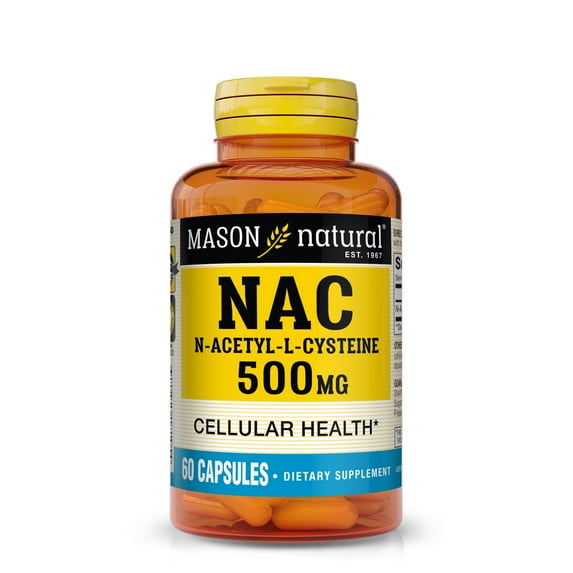 Mason Natural NAC N-Acetyl L-Cysteine 500 mg Capsules, 60 Capsules, Glutathione Antioxidant for Respiratory & Immune Support