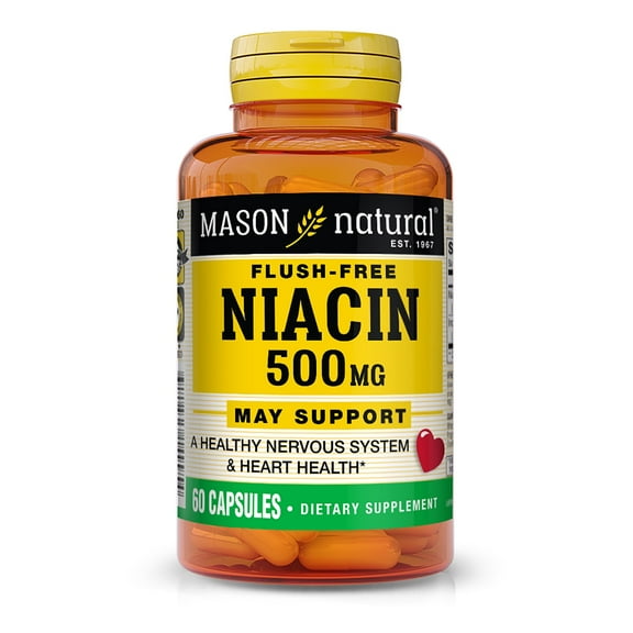 Mason Natural Niacin 500 mg Flush-Free Capsules, 60 Count