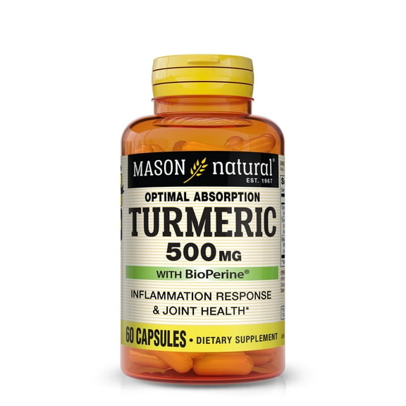 Mason Natural Optimal Absorption Turmeric, Supports Inflammation and Joint Health, 60 Capsules