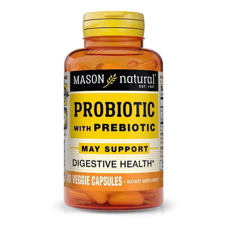 Mason Natural Probiotic with Prebiotic, Supports Digestive Health, 40 Veggie Capsules