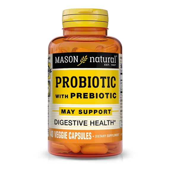 Mason Natural Probiotic with Prebiotic, Supports Digestive Health, 40 Veggie Capsules