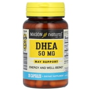 Mason Natural DHEA 50 mg with Calcium - Promotes Energy and Balanced Hormone Levels, Supports a Healthy Mood, 30 Capsules