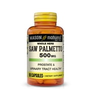 Mason Natural Saw Palmetto 500 mg Whole Herb, Prostate Health and urinary function Support Dietary Supplement for Men, 90 Capsules