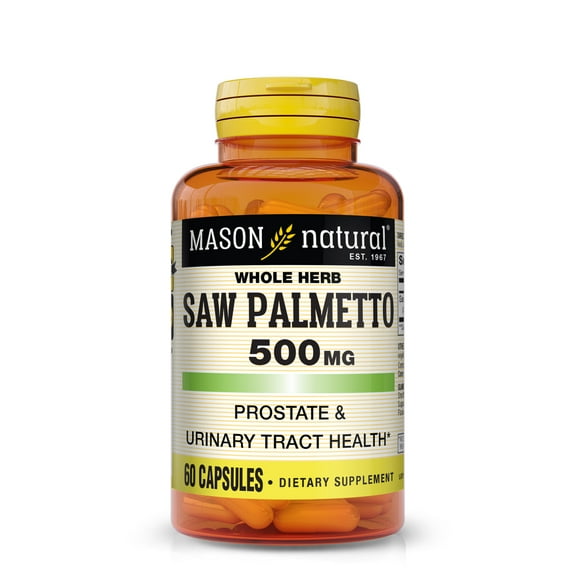 Mason Natural Saw Palmetto Supplements 500 mg, Supports Prostate Health, 60 Capsules