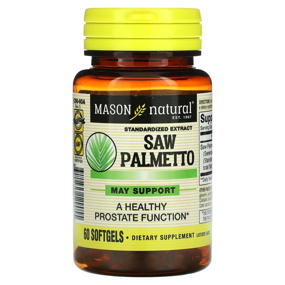 Mason Natural, Saw Palmetto: Prostate Health, DHT Blocker, Relieves Urinary Issues*, 60 Softgels