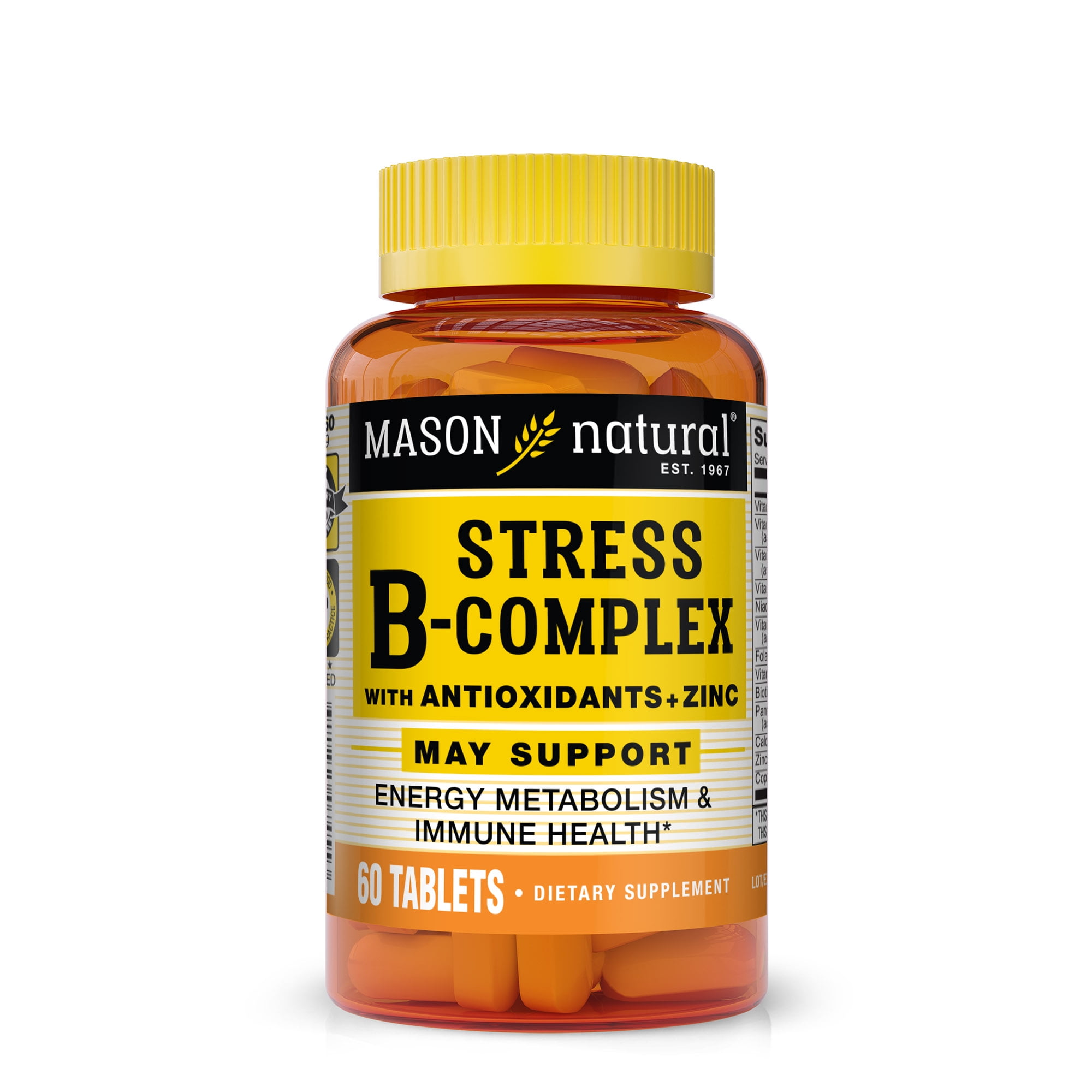 Mason Natural Stress B-Complex with Antioxidants + Zinc - Healthy Energy Metabolism, Improved Immune Health, Dual Action Formula, 60 Tablets
