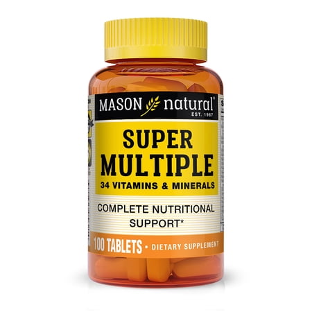 Mason Natural Super Multiple 34 Vitamins and Minerals All in One Multivitamin 100 Tablets