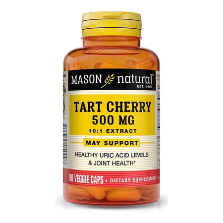Mason Natural Tart Cherry Extract 500 mg, Supports Uric Acid levels & Joint Health, 90 Veggie Caps