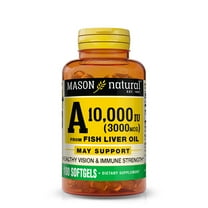 Mason Natural Vitamin A 3,000 mcg (10,000 IU) Fish Liver Oil Softgels, Supports Vision & Immune Strength, 100 Count