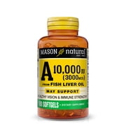 Mason Natural Vitamin A 3,000 mcg 10,000 IU Fish Liver Oil Softgels, Supports Vision & Immune Strength, 100 Count