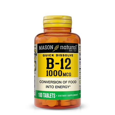 Mason Natural Vitamin B-12 Dissolves Under Tongue Tablets, 100 Count