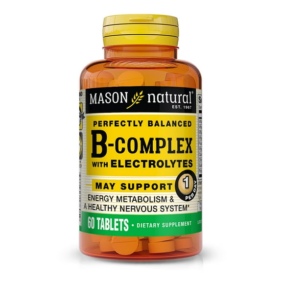 Mason Natural Vitamin B-Complex with Electrolytes - Supports Energy Metabolism, 60 Tablets