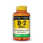 Mason Natural Vitamin B2 Riboflavin 100 Tablets - Healthy Conversion of Food into Energy, Supports Nerve Function and Health