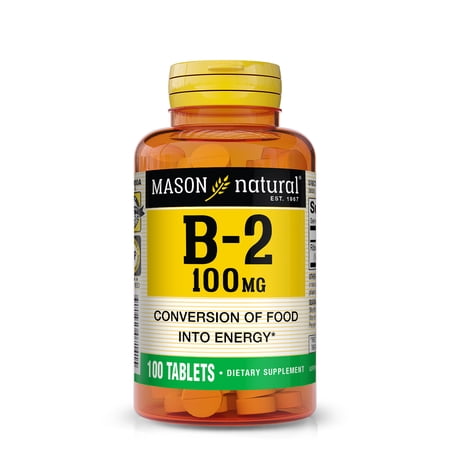 Mason Natural Vitamin B2 (Riboflavin) 100 Tablets - Healthy Conversion of Food into Energy, Supports Nerve Function and Health
