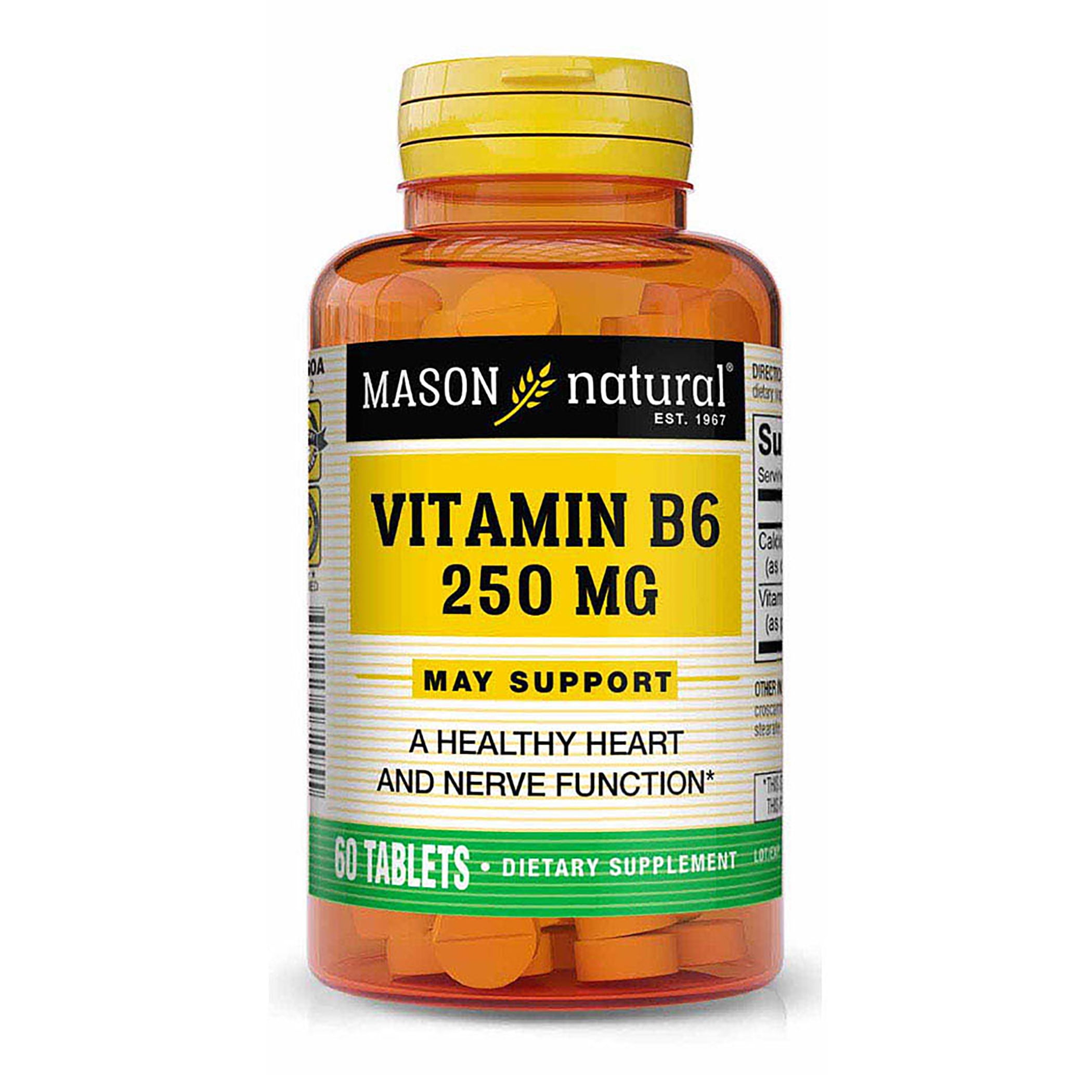 Mason Natural Vitamin B6 250 mg Healthy Heart, Supports Muscle and