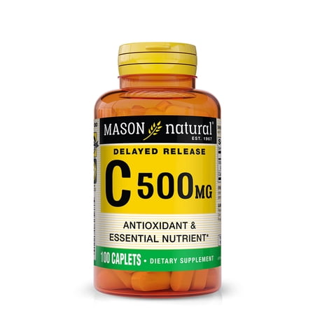Mason Natural Vitamin C 500 mg Delayed Release - Formula for All Day Antioxidant Protection, Promotes Healthy Immune System and Cell Support, 100 Caplets