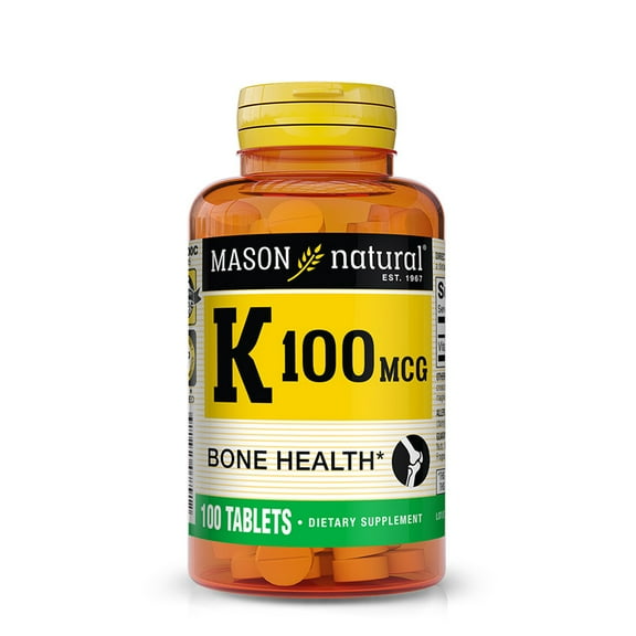 Mason Natural Vitamin K 100 mcg, Supports Bone Health, 100 Capsules