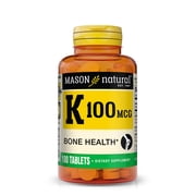Mason Natural Vitamin K 100 mcg, Supports Bone Health, 100 Capsules