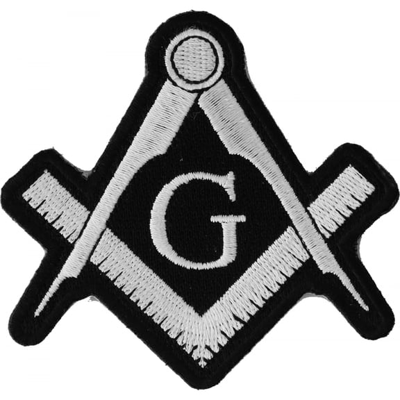 Mason Sign White Patch - 3x2.9 inch. Embroidered Iron on Patch