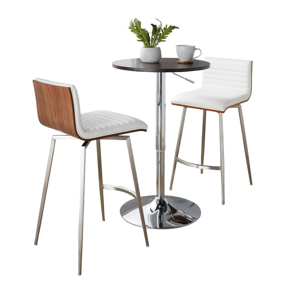 Mason White Faux Leather and Chrome Adjustable Pub Set