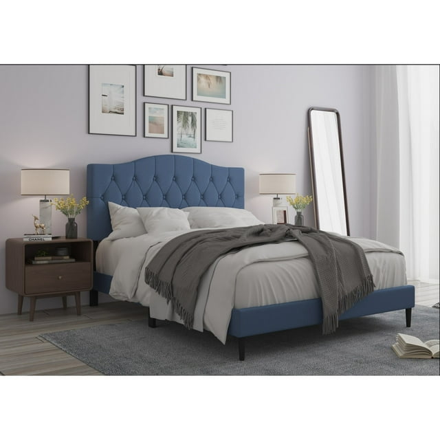Mason Tufted Upholstered Platform Bed Denim Blue - Full
