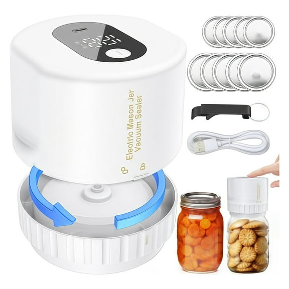 Mason Vacuum Jar Sealer – Ge-N-ie Electric Mason Jar Vacuum Sealer Kit for Wide & Regular Mouth Lids, Rechargeable Food Saver Machine for Airtight Canning & Kitchen Storag