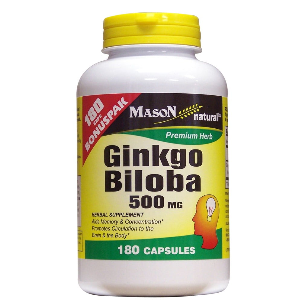 Mason Vitamins Ginkgo Biloba 500mg Capsules, Memory Support Supplement