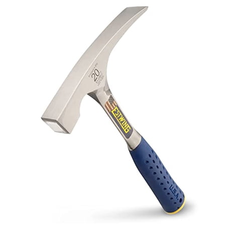 Estwing - E3-20BLC Bricklayer's/Mason's Hammer - 20 oz Masonary Tool with Forged Steel Construction & Shock Reduction Grip - E3-20BLC Silver