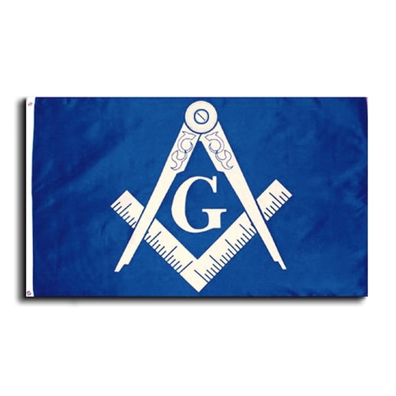 Masonic 3x5 Polyester Flag - With Blue Background and White Freemasons Symbol