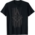 thumbnail image 1 of Masonic American Flag Square and Compass - Freemason T-Shirt T-Shirt mens t shirt，black，women，funny，misfits，men，journey, 1 of 4