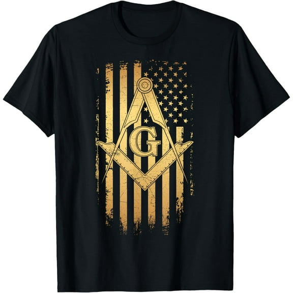 Masonic American Flag Square and Compass - Freemason T-Shirt