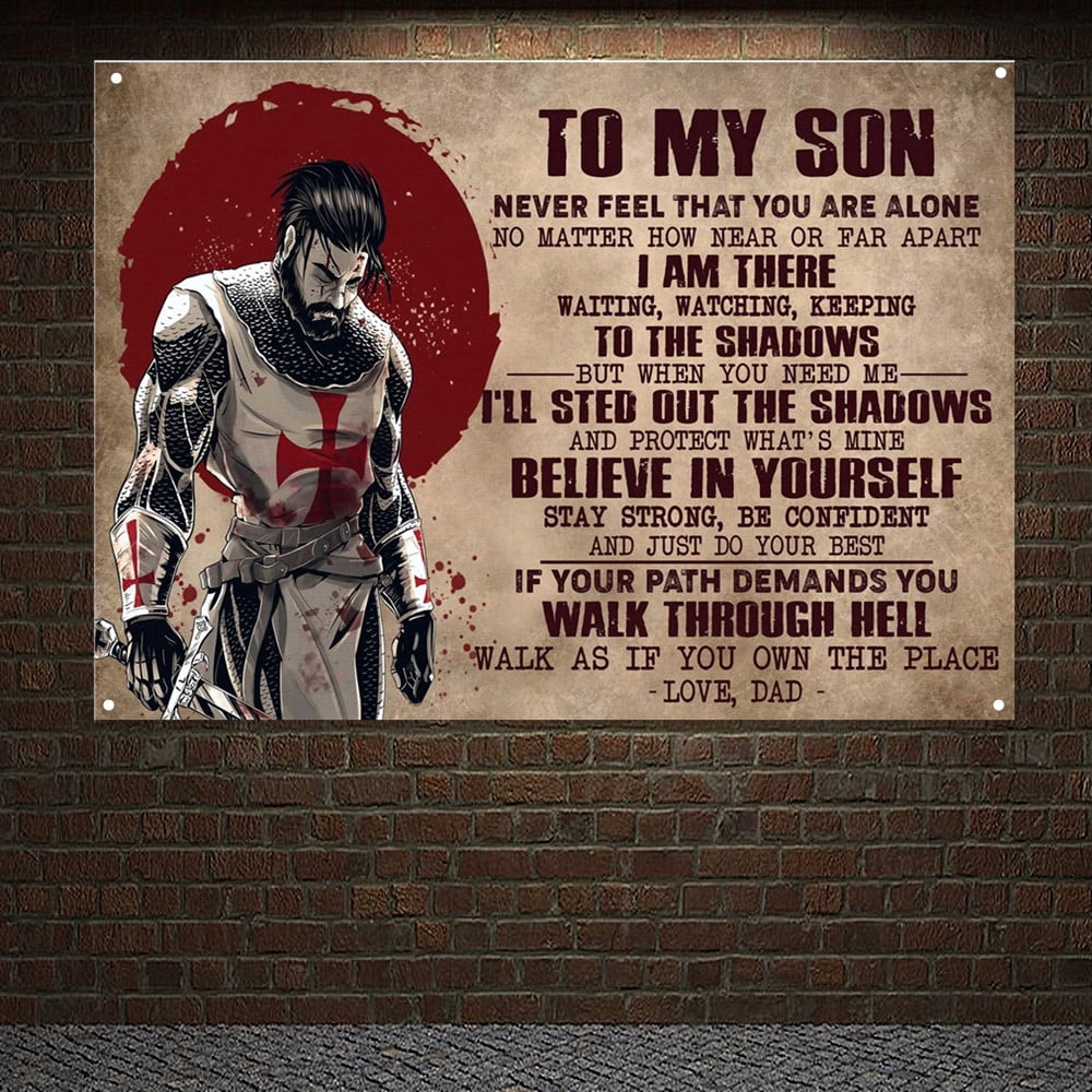 Masonic Armor Warrior Poster Vintage Wall Hanging Flag Knight Templar ...