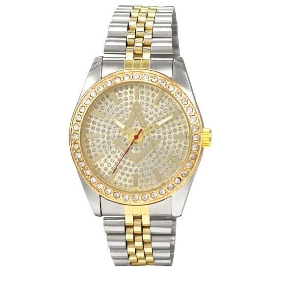 Masonic CZ Paved Hip Hop Watch Freemason Masonic Compass Fully Bling Watch Gold Silver Limited Time