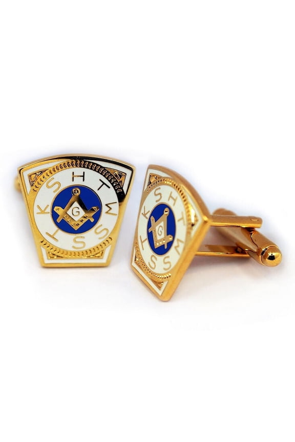 Masonic Cufflinks - Gold Tone Steel Keystone CufflinksFreemasons Mark Master